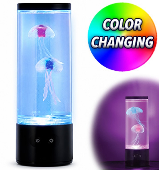 Picture 1 of 12" Realistic Jellyfish Aquarium Lamp With Color-Changing Tank