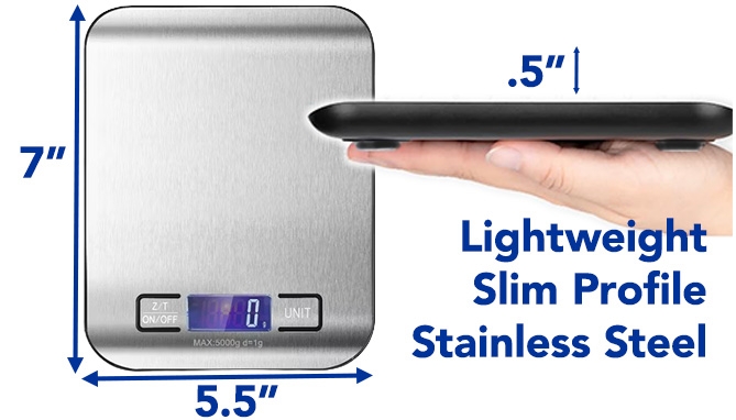 Picture 3 of Stainless Steel Digital Kitchen Scale with LCD Display