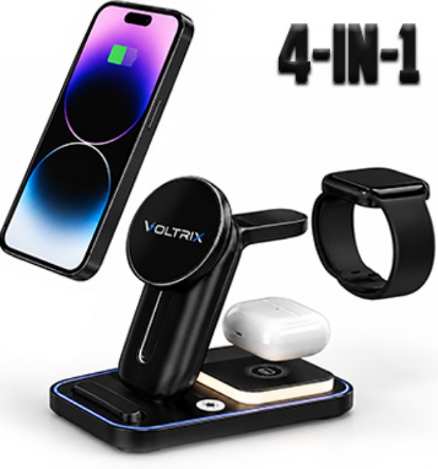 Picture 1 of 4-in-1 Charging Station With Nightlight for Apple Devices