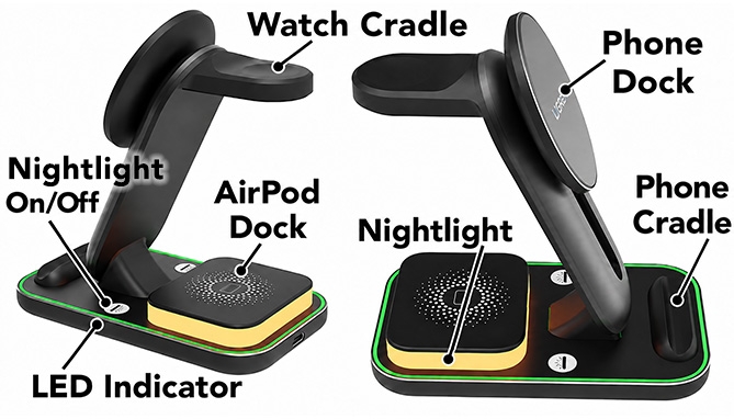 Picture 2 of Lumidock 4-in-1 Charging Station With Nightlight for Apple Devices