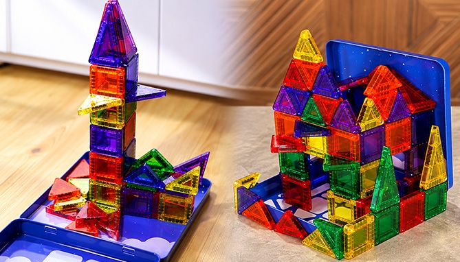 Picture 3 of Travel-Size Magnetic Tile Set 60pc