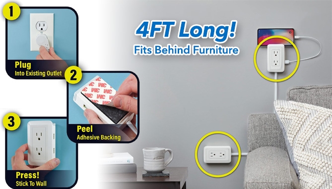 Picture 4 of Presto Plug Deluxe 4ft Outlet Extender 2pk