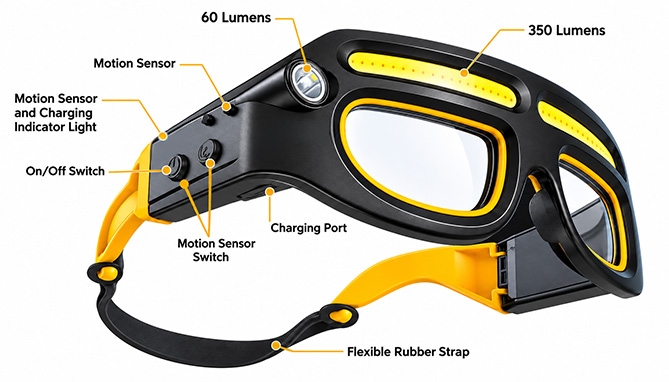 Picture 2 of WaveLight Pro Rechargeable Work Glasses