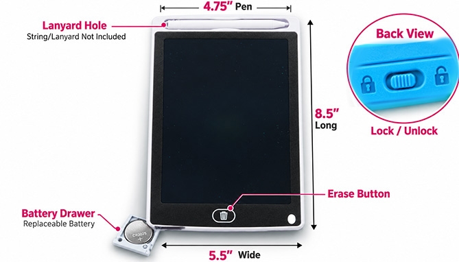 Picture 5 of LCD Reusable Doodle and Writing Pad: 10.5in Model