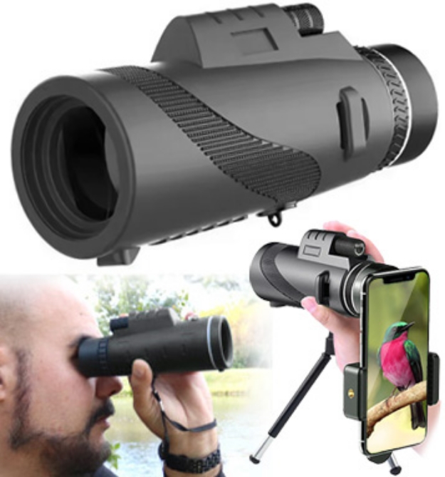 Picture 1 of High Power 80x100 HD Monocular Kit with Tripod & Phone Clip