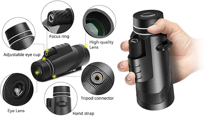 Picture 4 of High Power 80x100 HD Monocular Kit with Tripod & Phone Clip