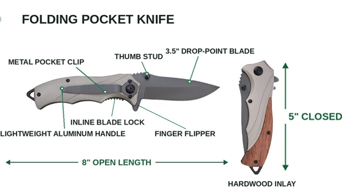 Picture 2 of 2-Piece Hardwood Knife Set | Pocket & Utility Knives