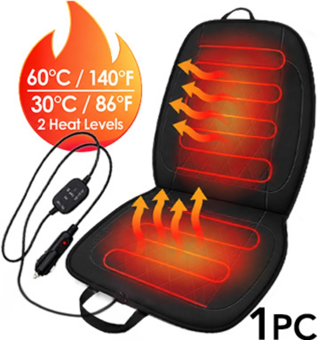 Picture 1 of Heated Seat Cover With Universal Fit 1pc 