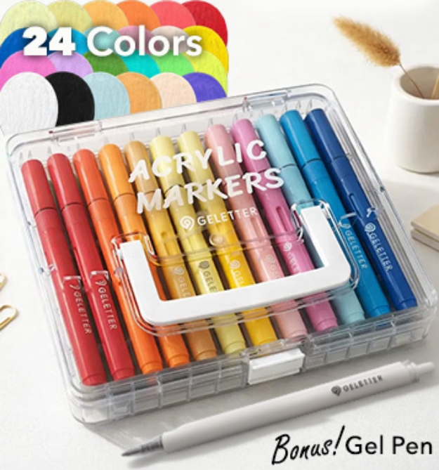 Picture 1 of Acrylic Paintbrush Markers - Set of 24 Vibrant Colors